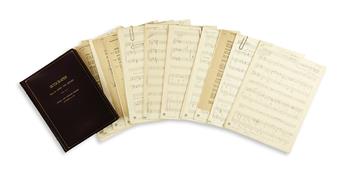 VAN HEUSEN, JIMMY. 12 Autograph Musical Manuscripts Signed, working drafts of the vocal score for the musical Skyscraper, in pencil and
